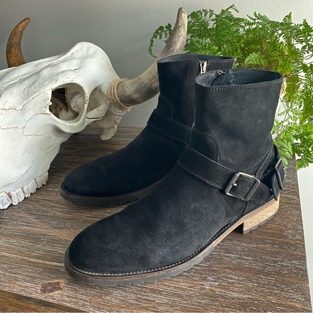 Belstaff Trialmaster Black Suede Moto Engineer Zip Up Boots Italian Mens EU 44 - Picture 4 of 13